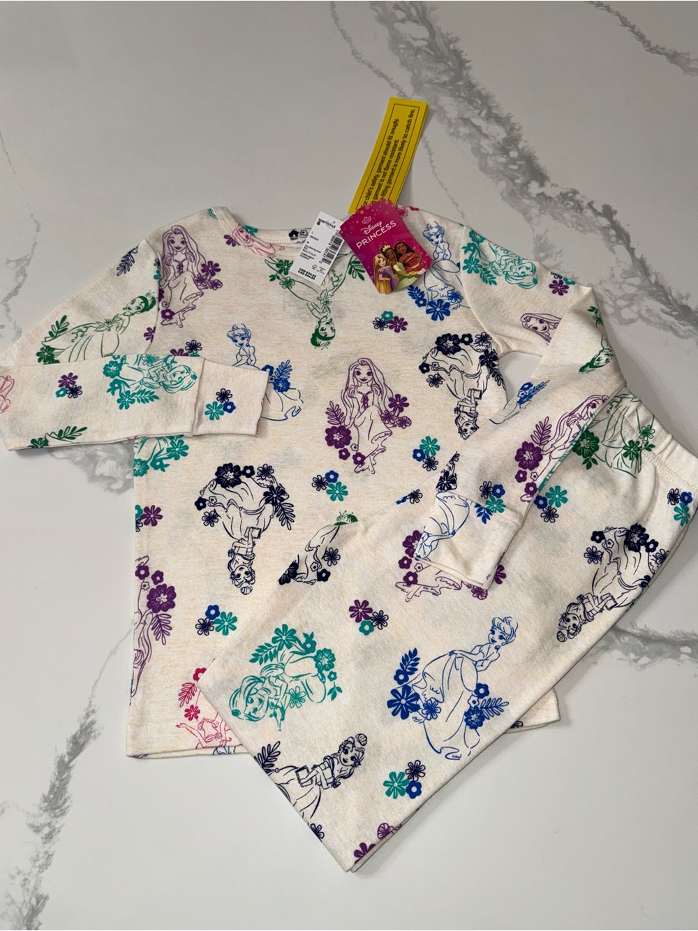 Disney Princess Floral Cotton Pajamas Girls’ Size 8 - Picture 5 of 5